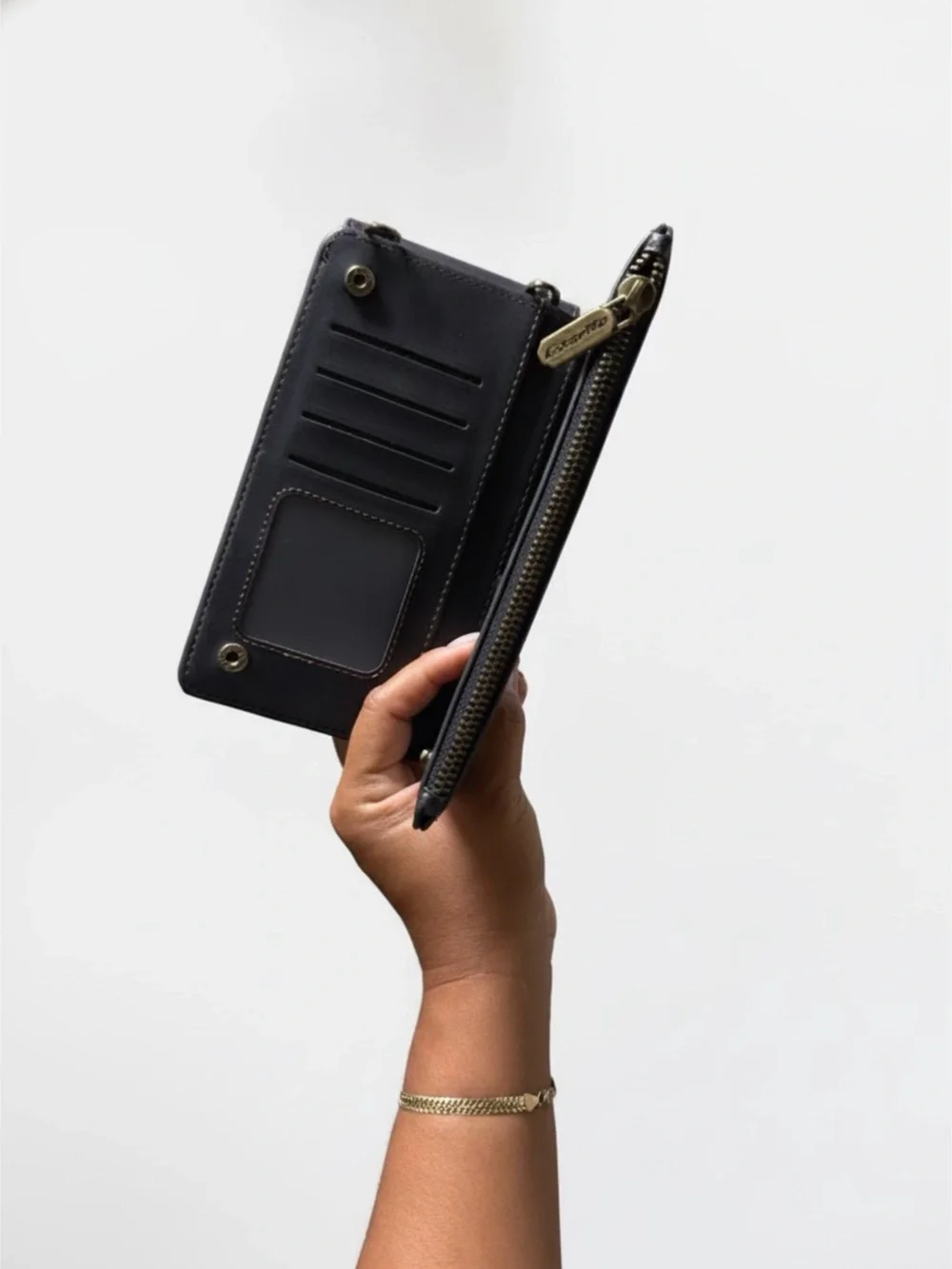Black Crossbody Phone Bag with Removable Wristlet